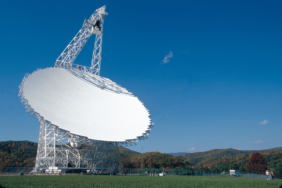 If an alien species had a radio telescope as powerful as the Green Bank Radio Telescope, they could detect our airports from 200 lightyears away. Credit: NRAO/AUI/NSF