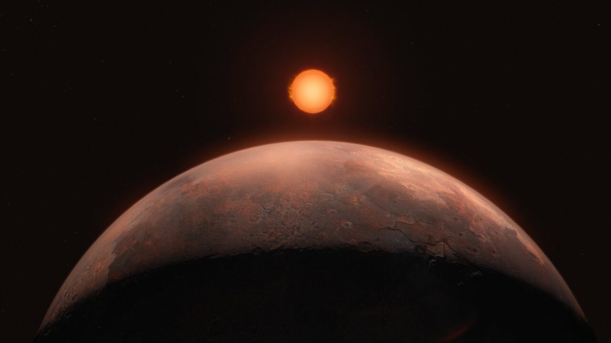 Artist’s impression of Barnard b, a rocky exoplanet discovered orbiting Barnard’s star. Credit: ESO/M. Kornmesser