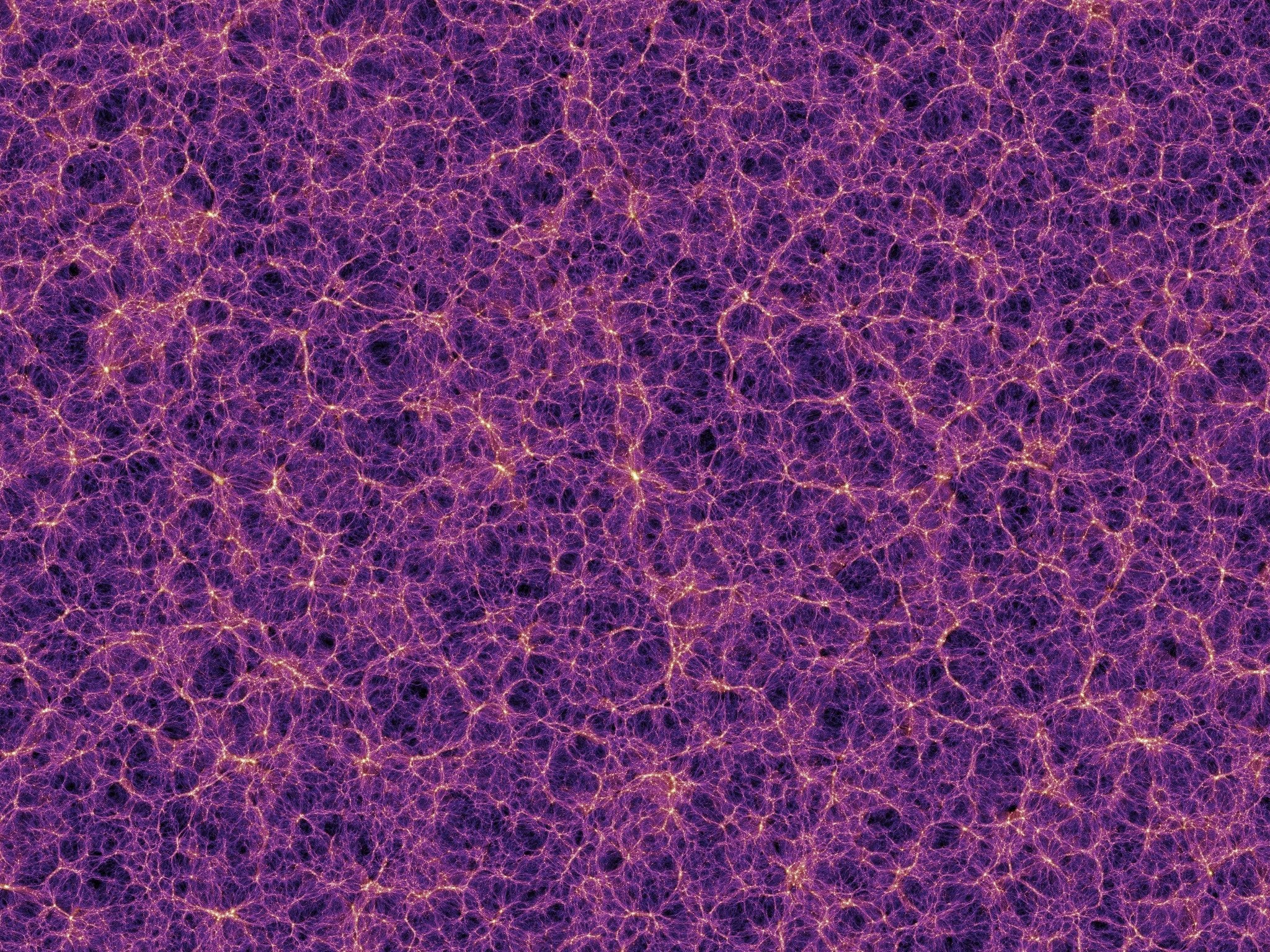 A view of the cosmic web, containing large voids much like the Boötes Void. Credit: Millenium Simulation Project