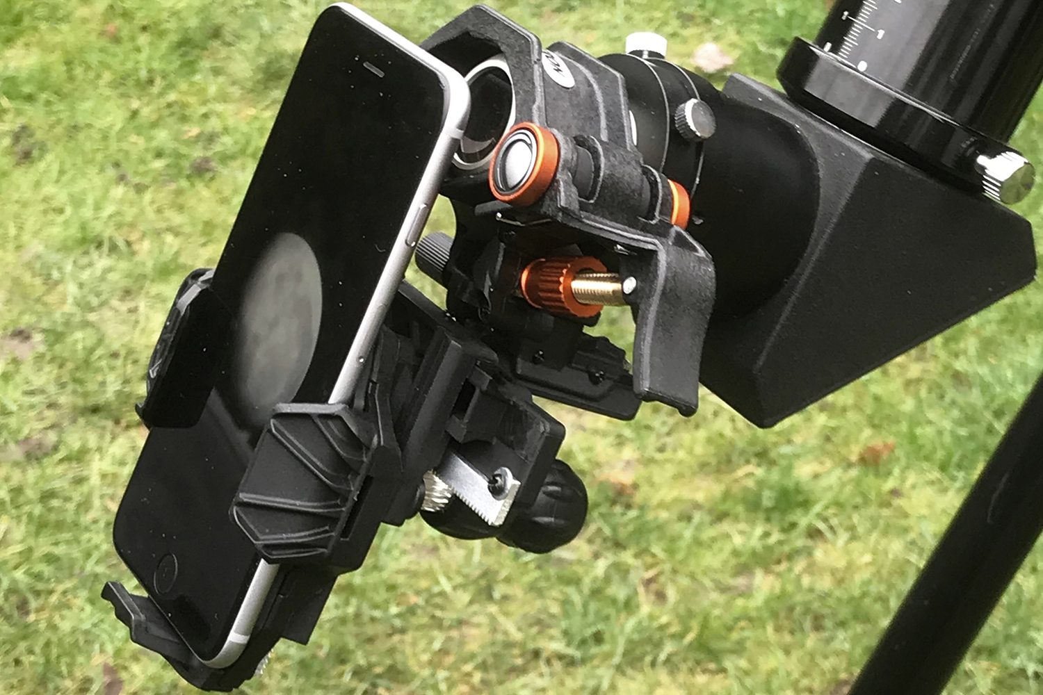 A smartphone telescope adapter will help you line up your phone's camera with your telescope's eyepiece