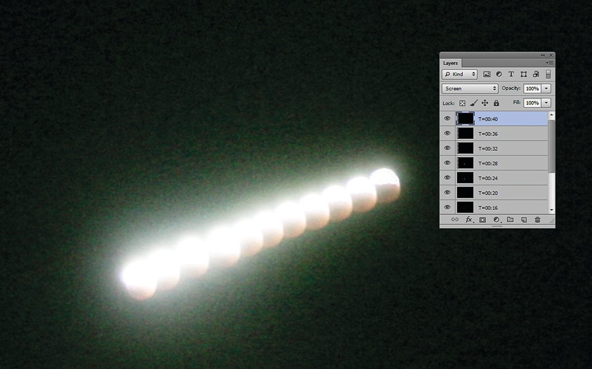 Merging your shots to create a sequence will reveal how Earth’s shadow creeps across the full Moon. Credit: Pete Lawrence