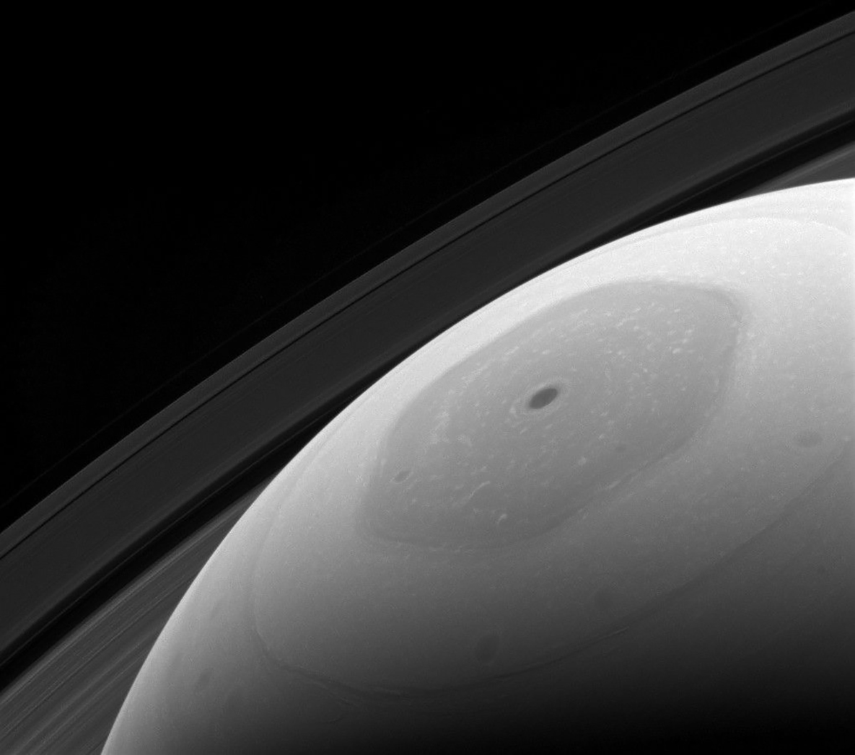 Saturn's hexagonal polar jet stream, as seen by the Cassini spacecraft. Credit: NASA/JPL-Caltech/Space Science Institute