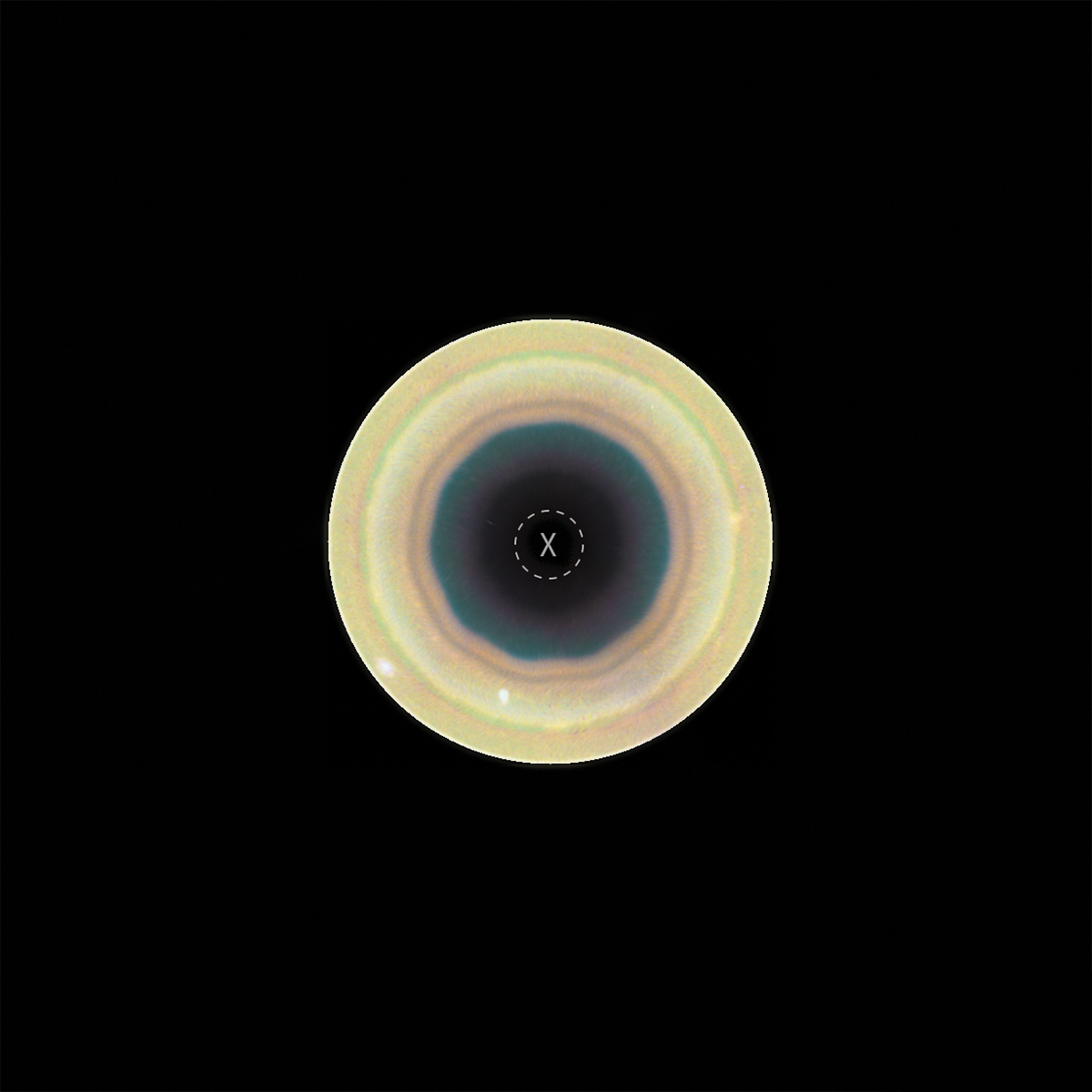 Image of a 10-sided decagon feature at Saturn's South Pole, captured on 29 August 2025 by the Hubble Space Telescope. Credit: NASA, ESA, STScI, A. Sánchez-Lavega (University of the Basque Country), A. Simon (NASA-GSFC), M. Wong (UC Berkeley); Image Processing: A. Pagan (STScI)