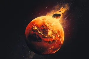 ancient mars impacts Artist's impression of early Mars being bombarded by spacerocks. Credit: NASA/JPL-Caltech