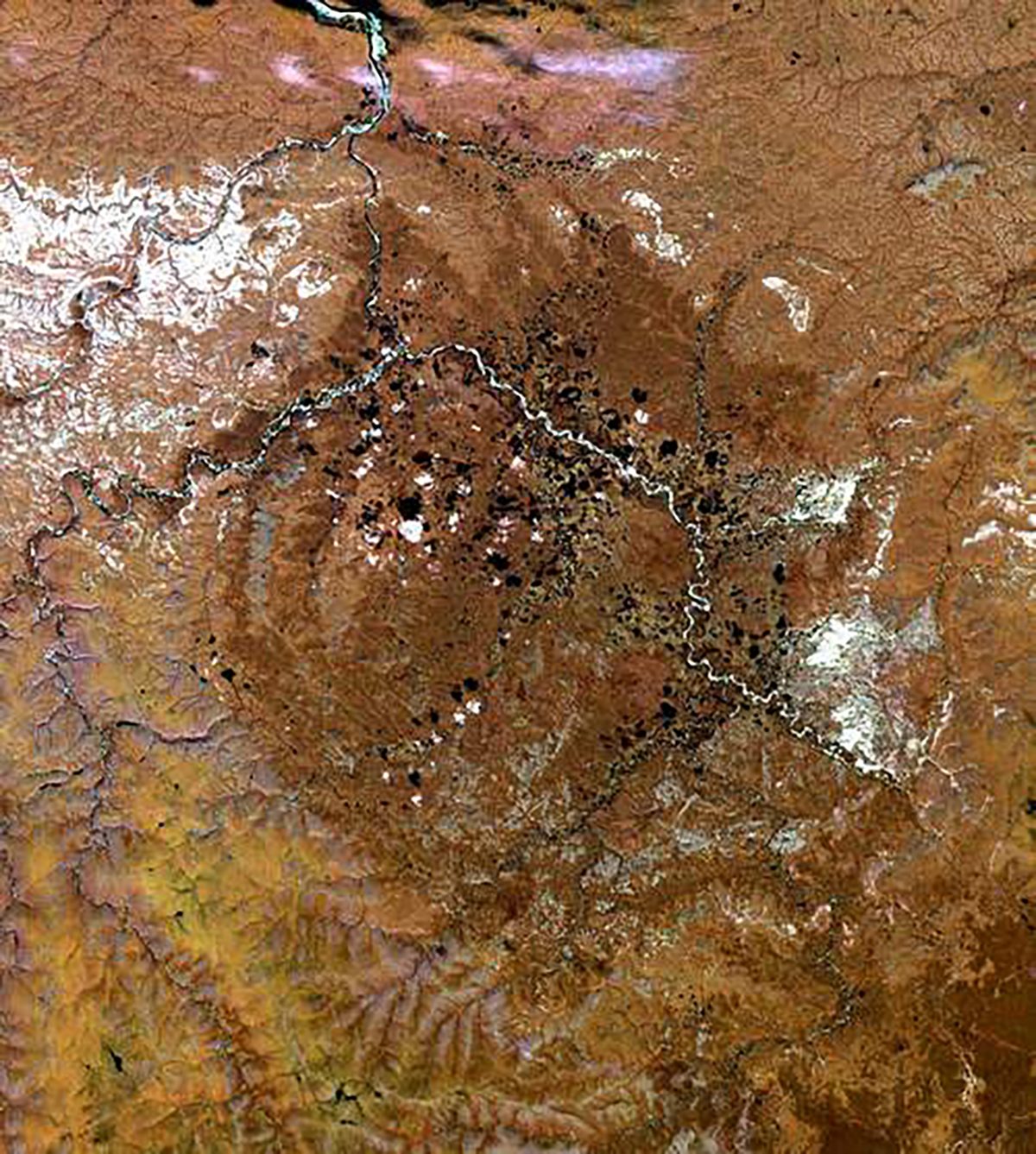 Popigai crater, captured by a Landsat satellite
