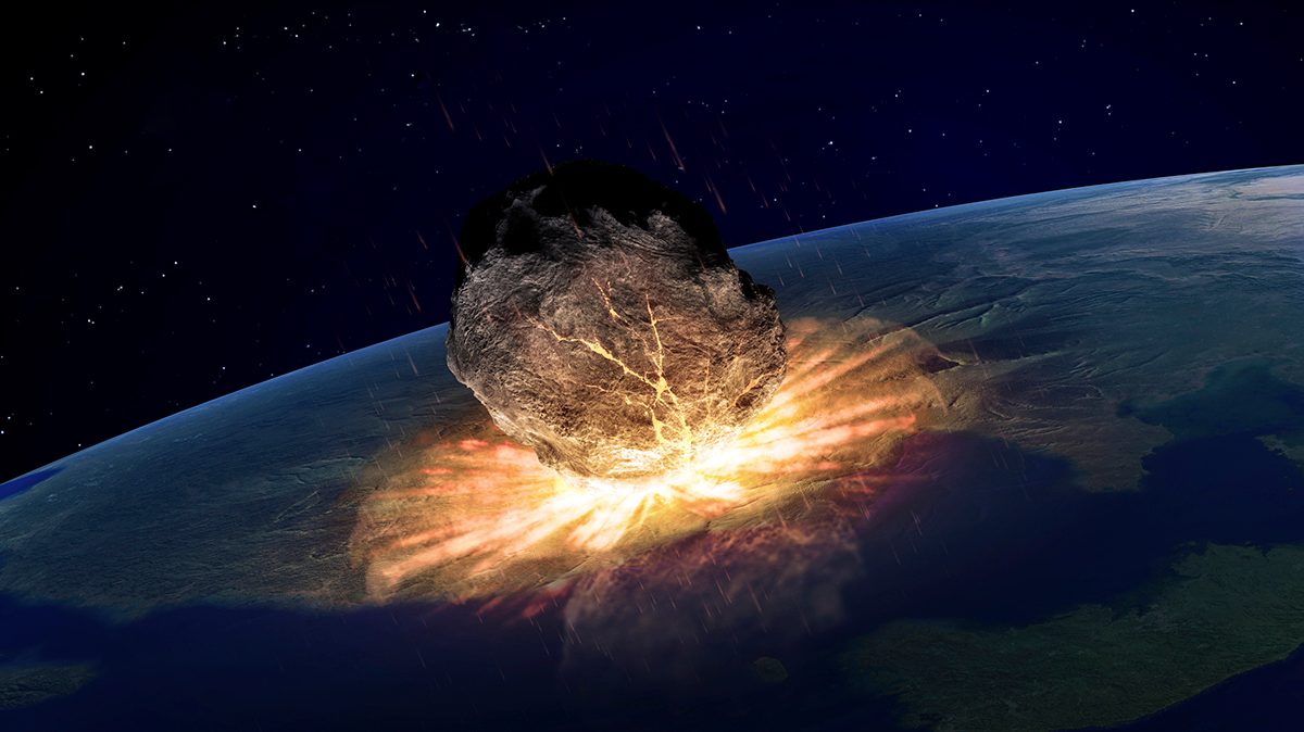 Artist's impression of an impact on Earth. What are the biggest impact craters in the Solar System? Credit: ANDRZEJ WOJCICKI / Getty Images