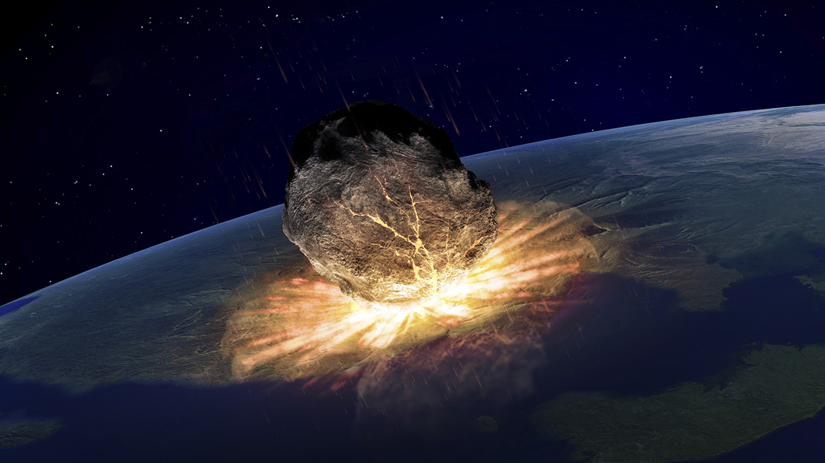 Artist's impression of an impact on Earth. What are the biggest impact craters in the Solar System? Credit: ANDRZEJ WOJCICKI / Getty Images