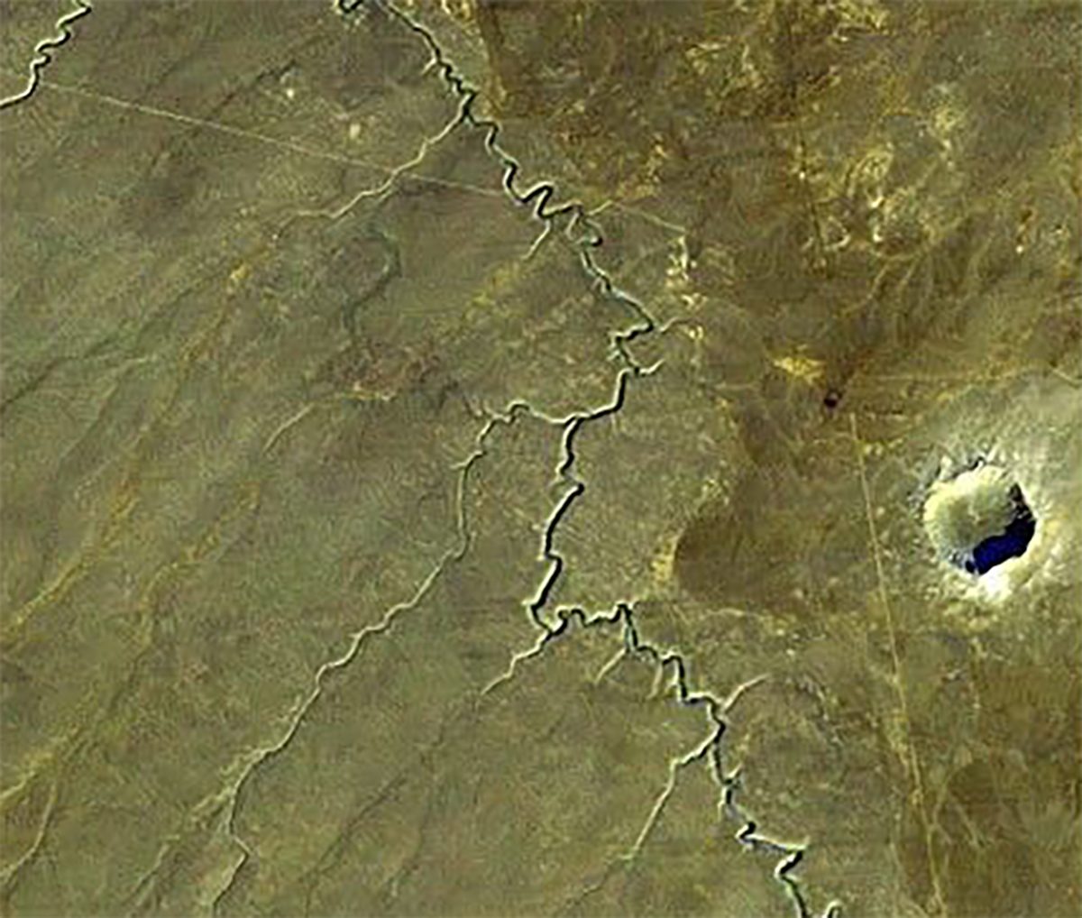 Barringer meteor crater in Arizona, USA. Image courtesy Jet Propulsion Laboratory Planetary Photojournal