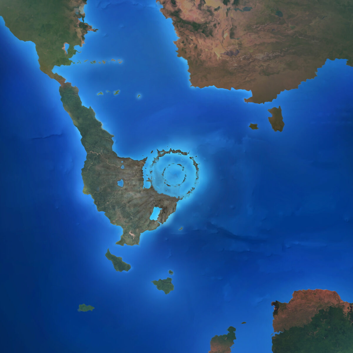 A map showing the location of the Chicxulub crater