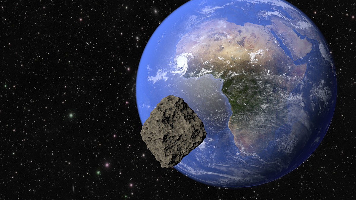 The asteroid that struck the ocean off West Africa and created the Nadir Crater is likely to have been following on the heels of the one that wiped out the dinosaurs. Credit: Abrill/istock/getty images