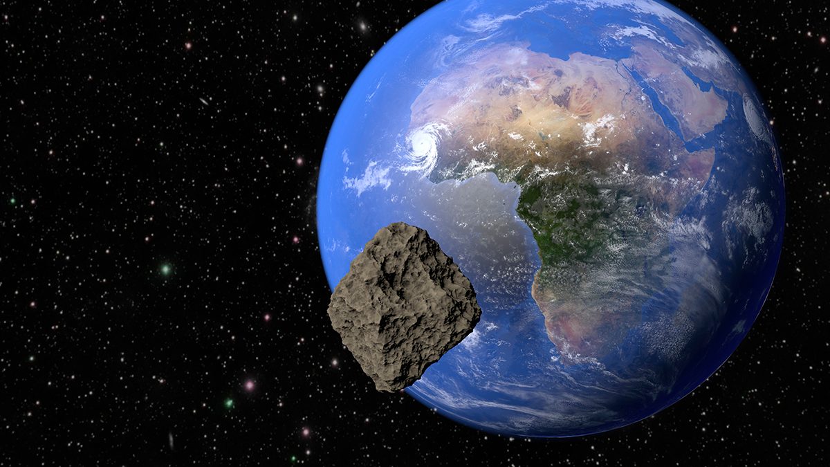 The asteroid that struck the ocean off West Africa and created the Nadir Crater is likely to have been following on the heels of the one that wiped out the dinosaurs. Credit: Abrill/istock/getty images