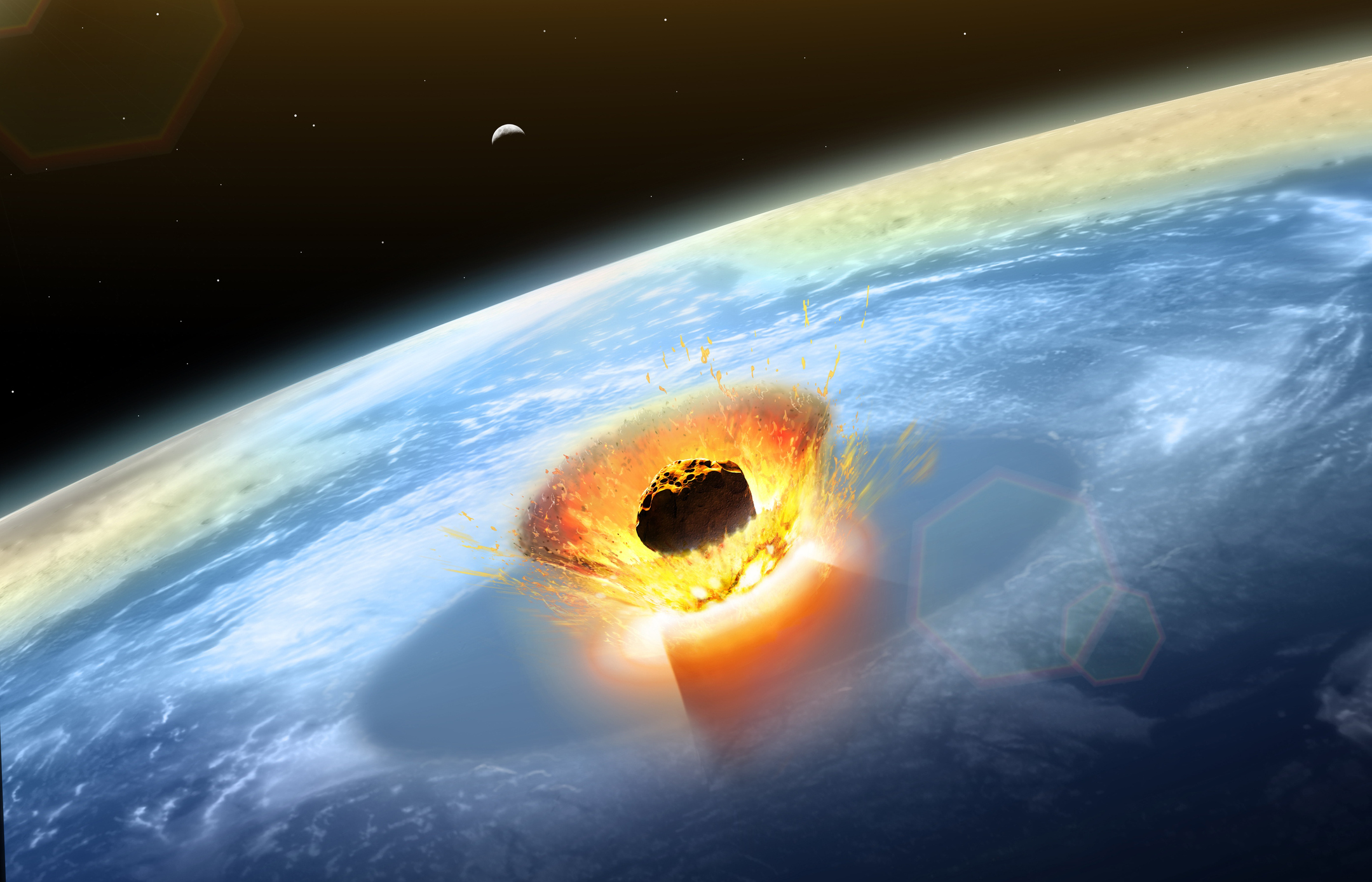 Artist's impression of the Chicxulub asteroid impact that wiped out the dinosaurs. Credit: Mark Garlick / Science Photo Library / Getty Images