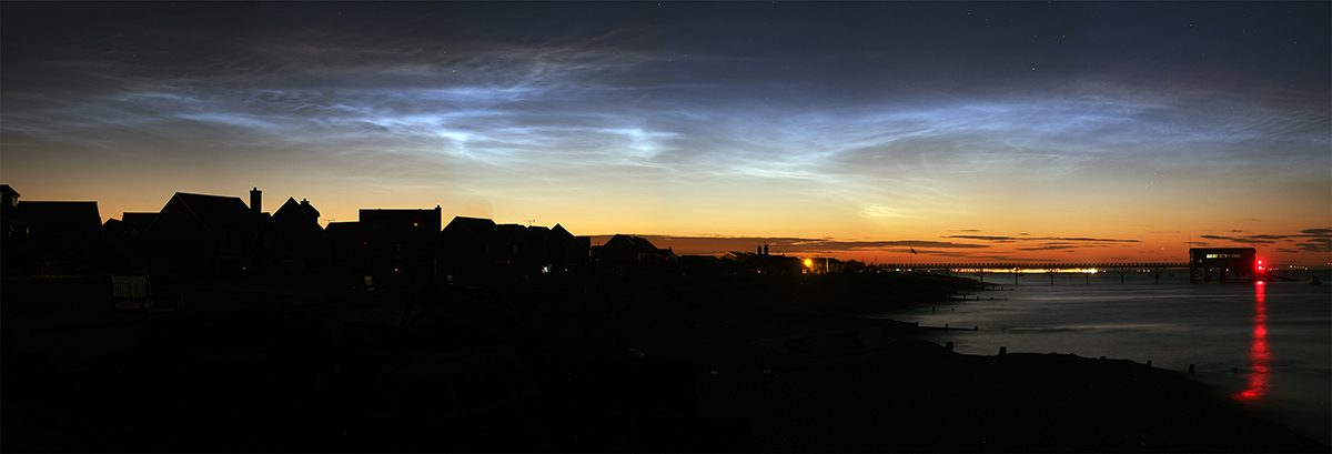 A beautiful pre-dawn display of noctilucent (night-shining) clouds. Credit: Pete Lawrence