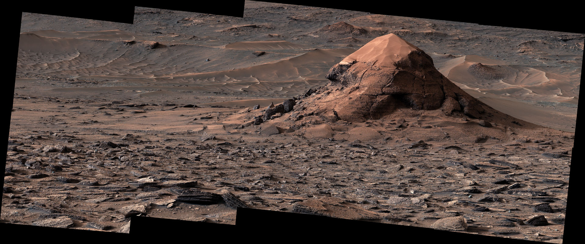 Martian rock formation Mars rover Curiosity, 28 July 2026 Credit: NASA/JPL-Caltech/MSSS