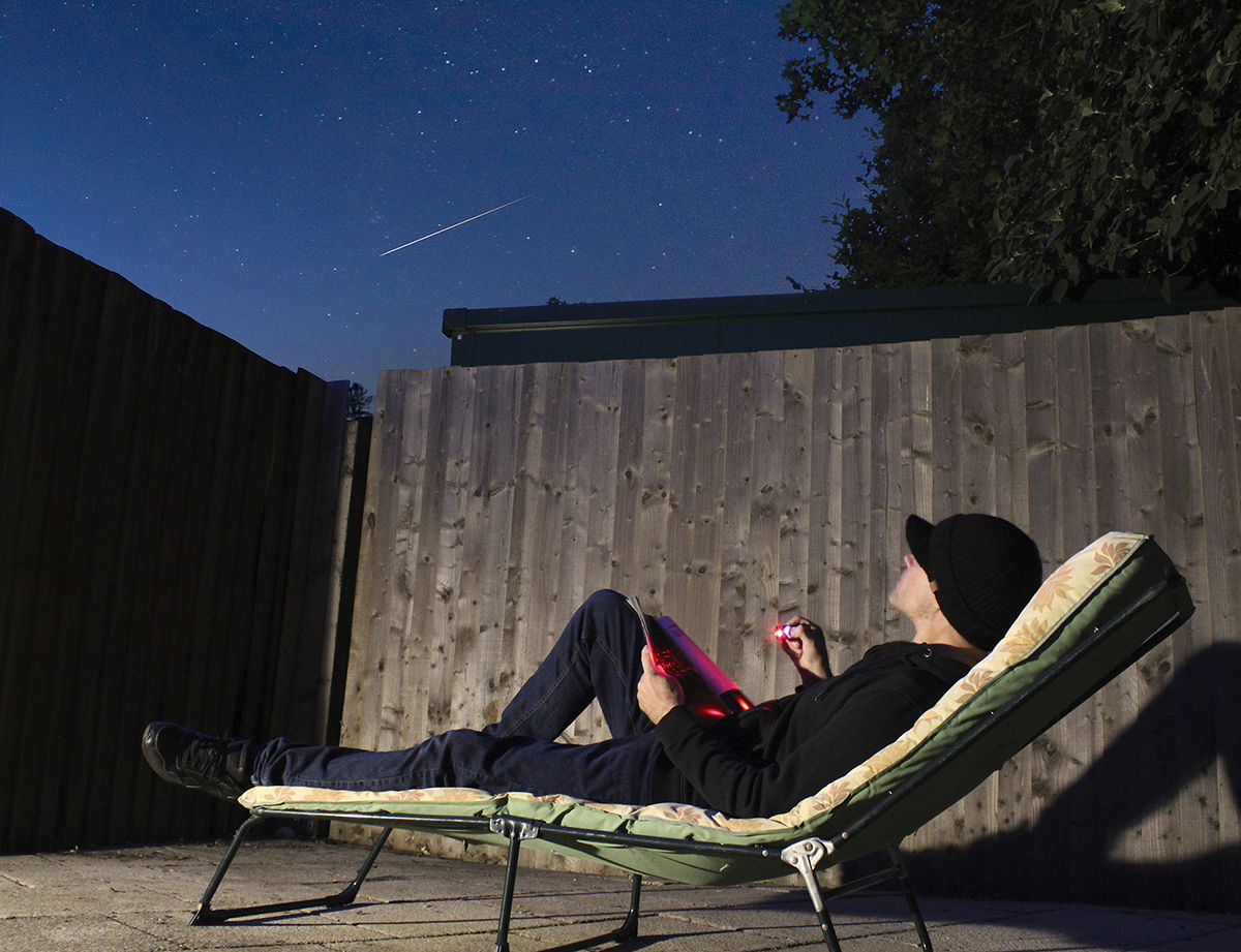 A sun lounger and a red light torch are key meteor-observing tools
