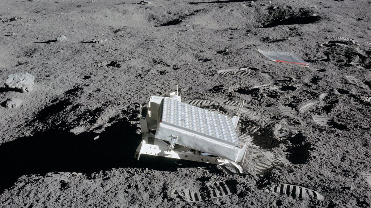 A laser ranging retro reflector placed on the Moon by Apollo 14 astronauts. Credit: NASA