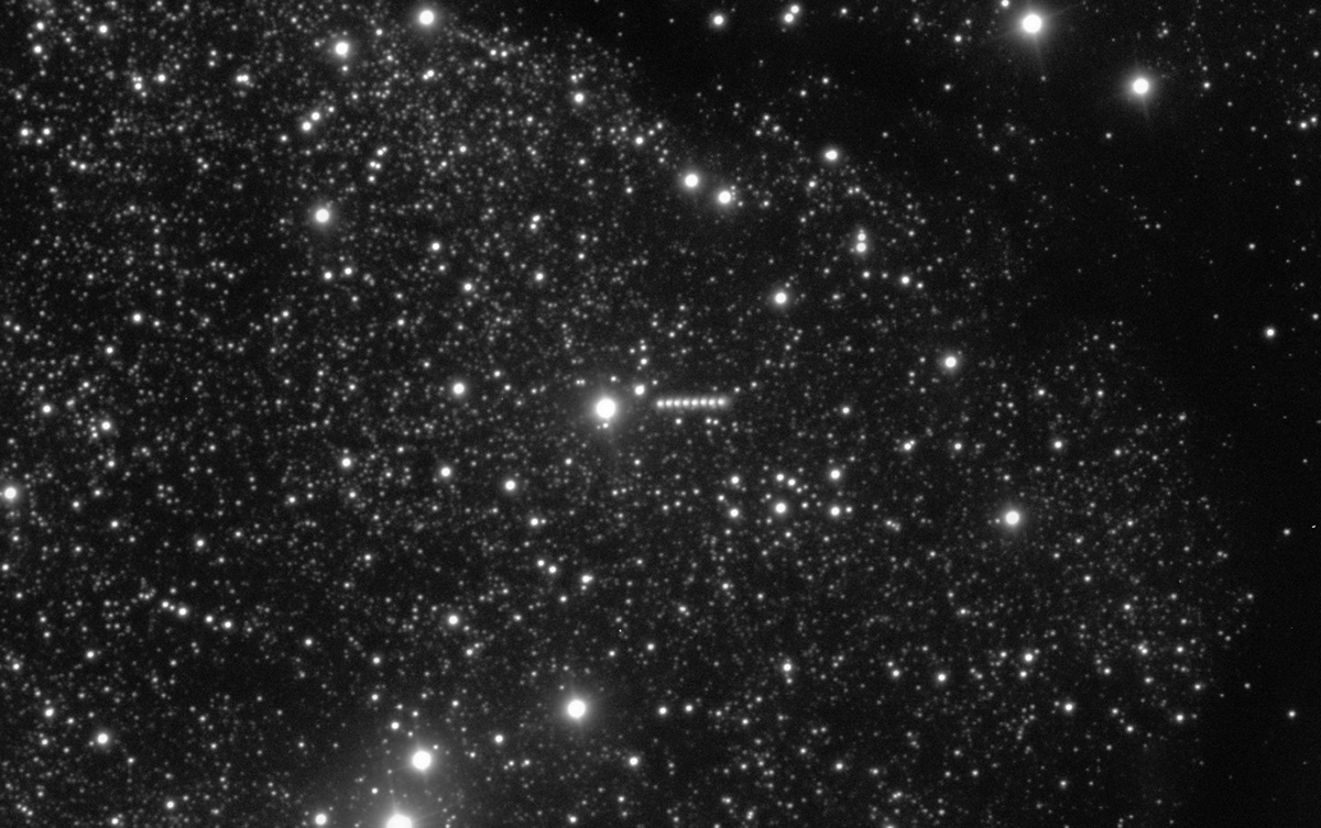 Composite showing comet 3I/ATLAS's movement across the sky, captured by ESO’s Very Large Telescope. Images were captured over the course of 13 minutes on the night of 3 July 2025, just days after its discovery. Credit: ESO/O. Hainaut