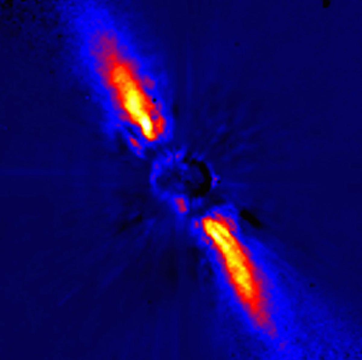 Image of the dusty disc surrounding star Beta Pictoris, captured by the ESO 3.6-metre telescope in Chile. Astronomers think the star system has comets in orbit around it. Credit: ESO