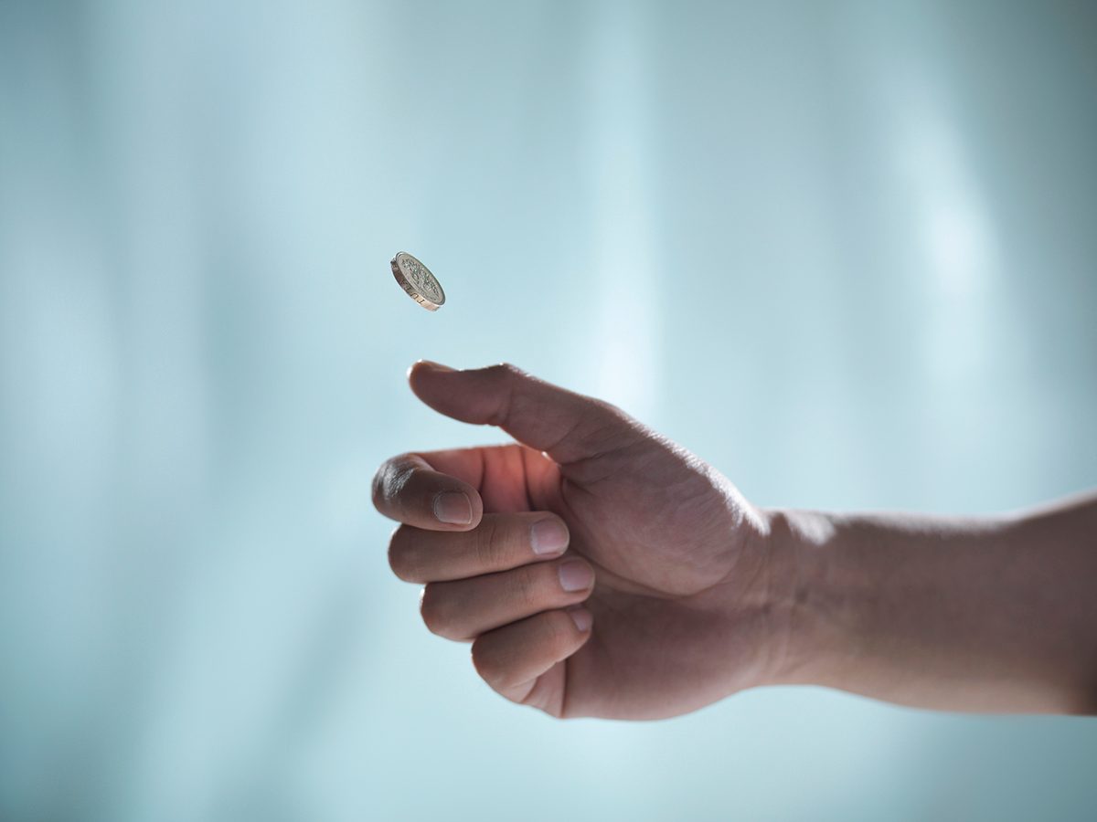 Even despite 20 heads in a row, you can't predict what the next coin toss will be. Credit: Monty Rakusen / Getty Images