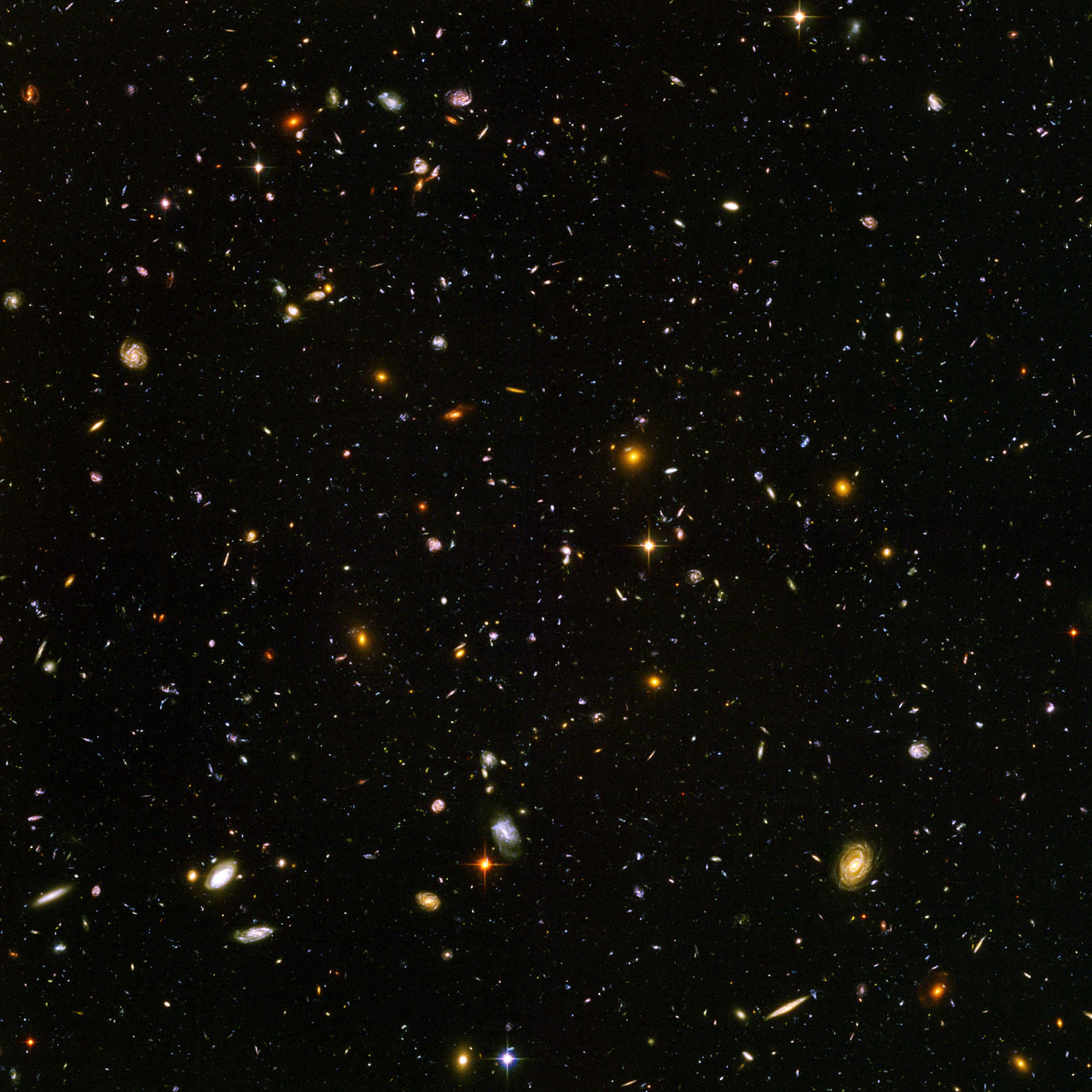 The Hubble Ultra Deep Field: a 'deep' core sample of the universe, cutting across billions of light-years.