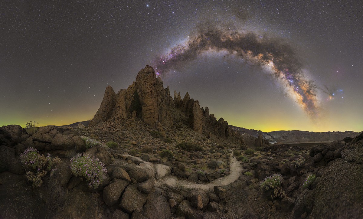 Path Towards the Stars © Matteo Strassera (Italy), Skyscapes category. Taken with a Canon EOS R5 camera, Benro Polaris tripod head, Foreground: 14 mm f/4, ISO 4320, 8 x 121-second exposures; Sky: 35 mm f/1.6, ISO 400, 32 x 60-second exposures. Location: Santa Cruz de Tenerife, Tenerife, Canary Islands, Spain, 25 June 2025