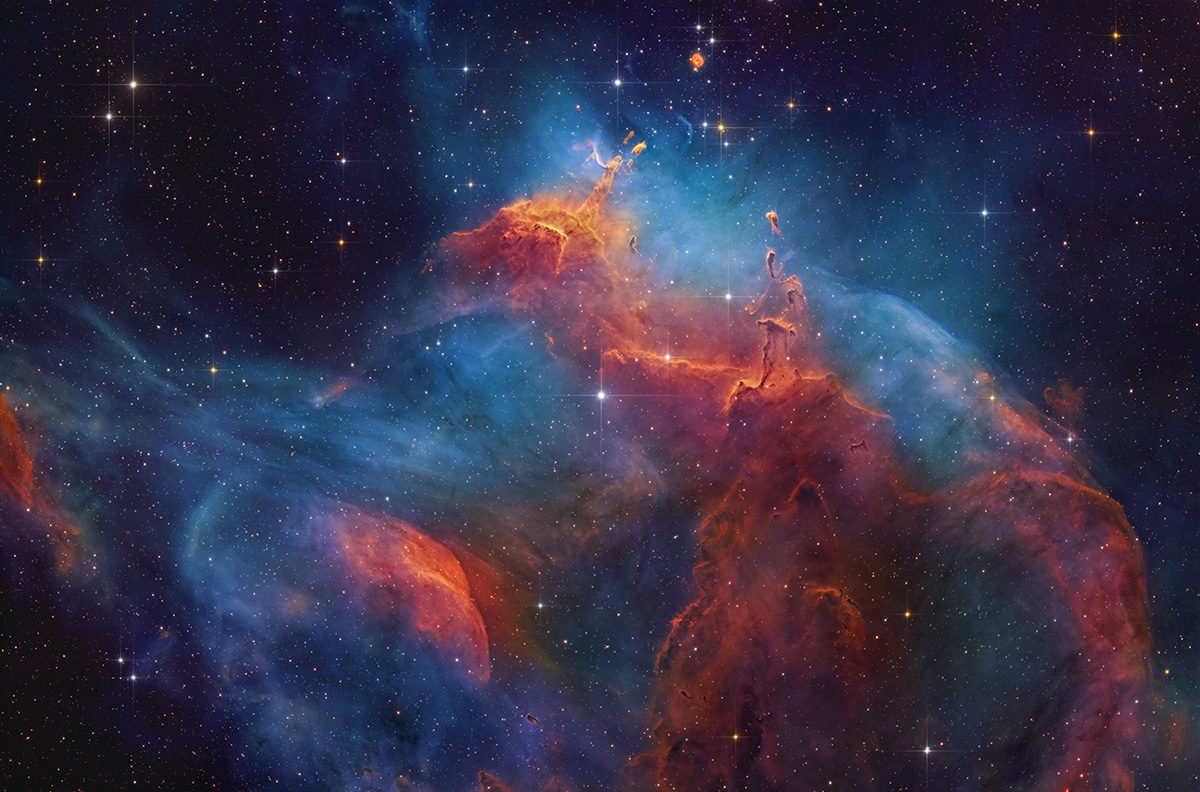 Gum 37: The Southern Tadpoles (or 'Teapot Nebula') © Ani Shastry (USA), Stars and Nebulae category. Taken with a PlaneWave Instruments CDK20 telescope, PlaneWave Instruments CDK500 mount, Moravian Instruments C3-61000 Pro camera, 3,454 mm f/6.8, 20 x 1,200-second H-alpha exposures, 20 x 1,200-second OIII exposures, 20 x 1,200-second SII exposures, 30 x 120-second R, G and B exposures, 23 hours total exposure. Location: El Sauce Observatory, Río Hurtado, Chile, 10 February 2026