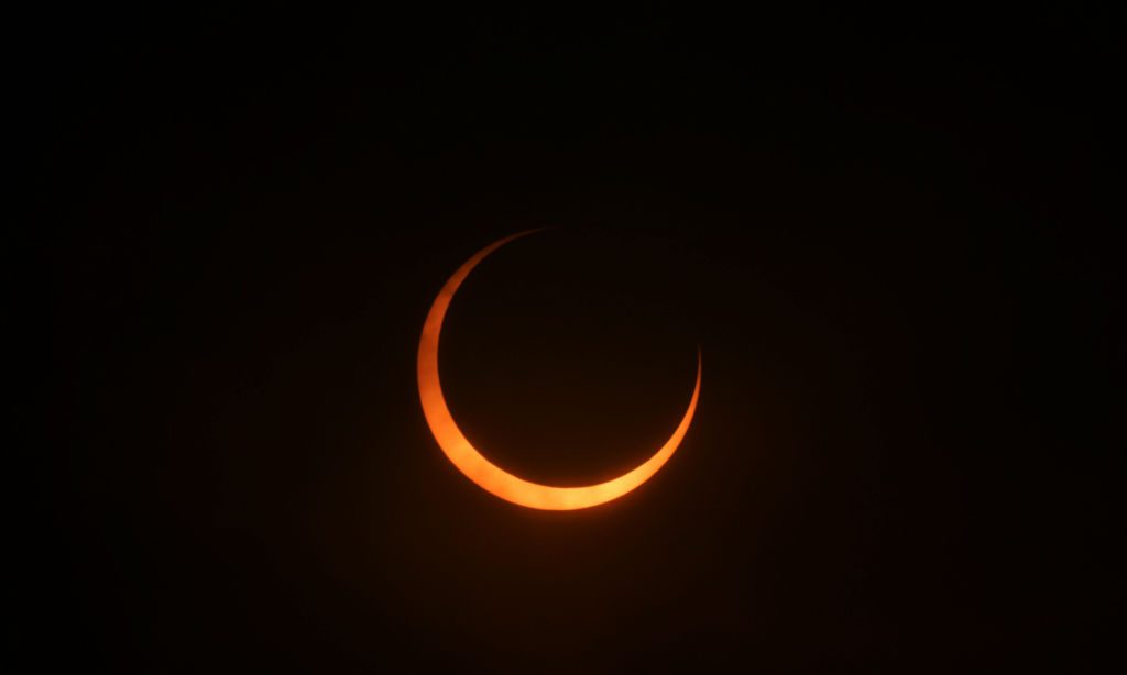 Partial annular solar eclipse in Puerto San Julian, Santa Cruz province, Argentina on October 2, 2024. Photo by JUAN MABROMATA/AFP via Getty Images