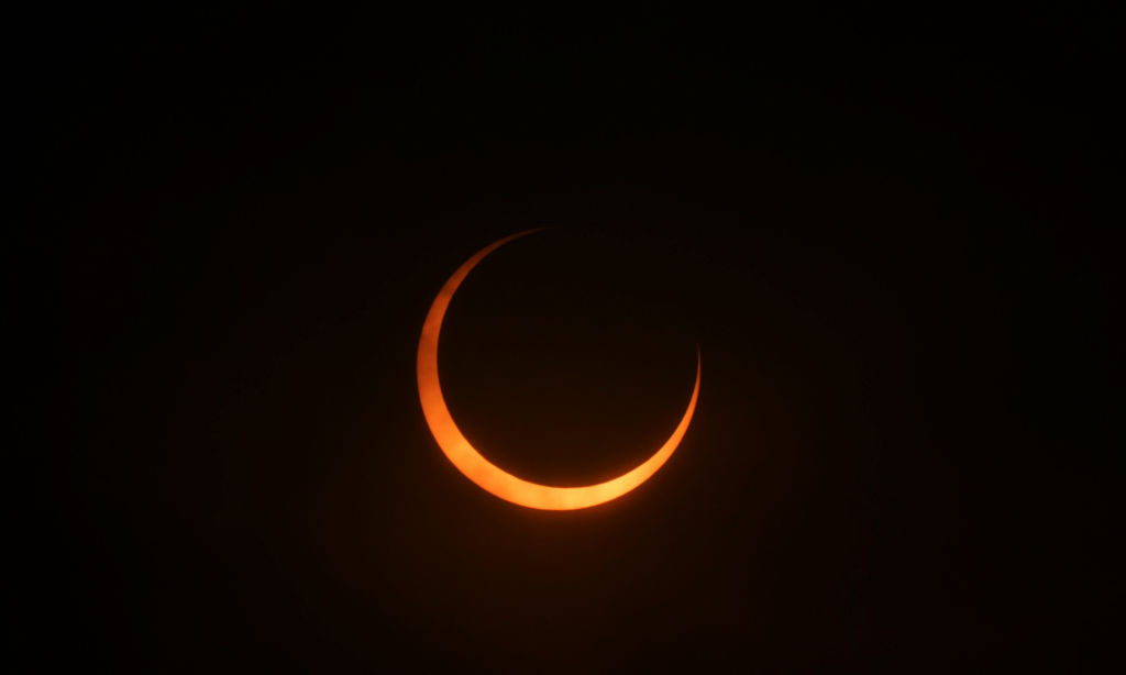 Partial annular solar eclipse in Puerto San Julian, Santa Cruz province, Argentina on October 2, 2024. Photo by JUAN MABROMATA/AFP via Getty Images