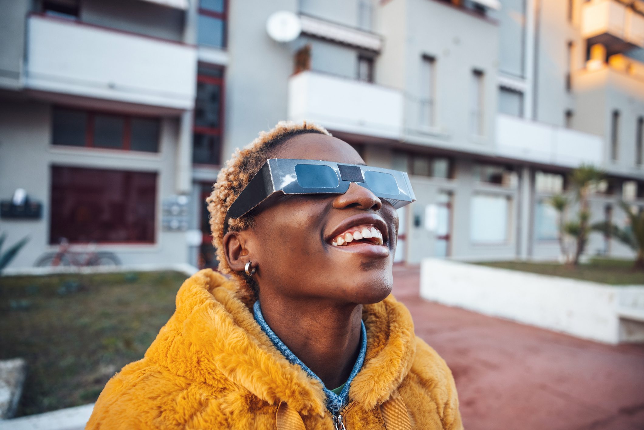 Eclipse glasses must be worn for safely observing a solar eclipse. Credit: Leo Patrizi / Getty Images