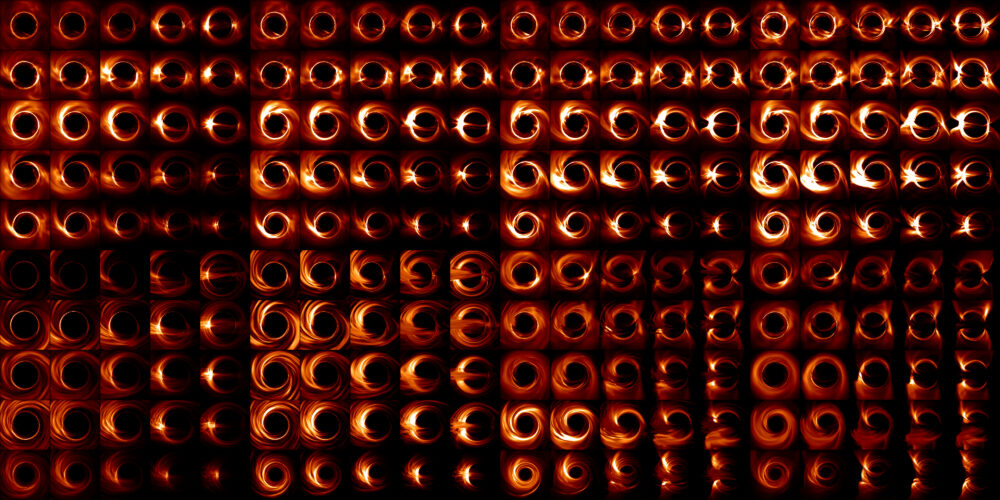 The EHT Collaboration created a series of possible images of Sgr A* using ray-tracing based on Einstein’s Theory of General Relativity. Credit: EHT collaboration