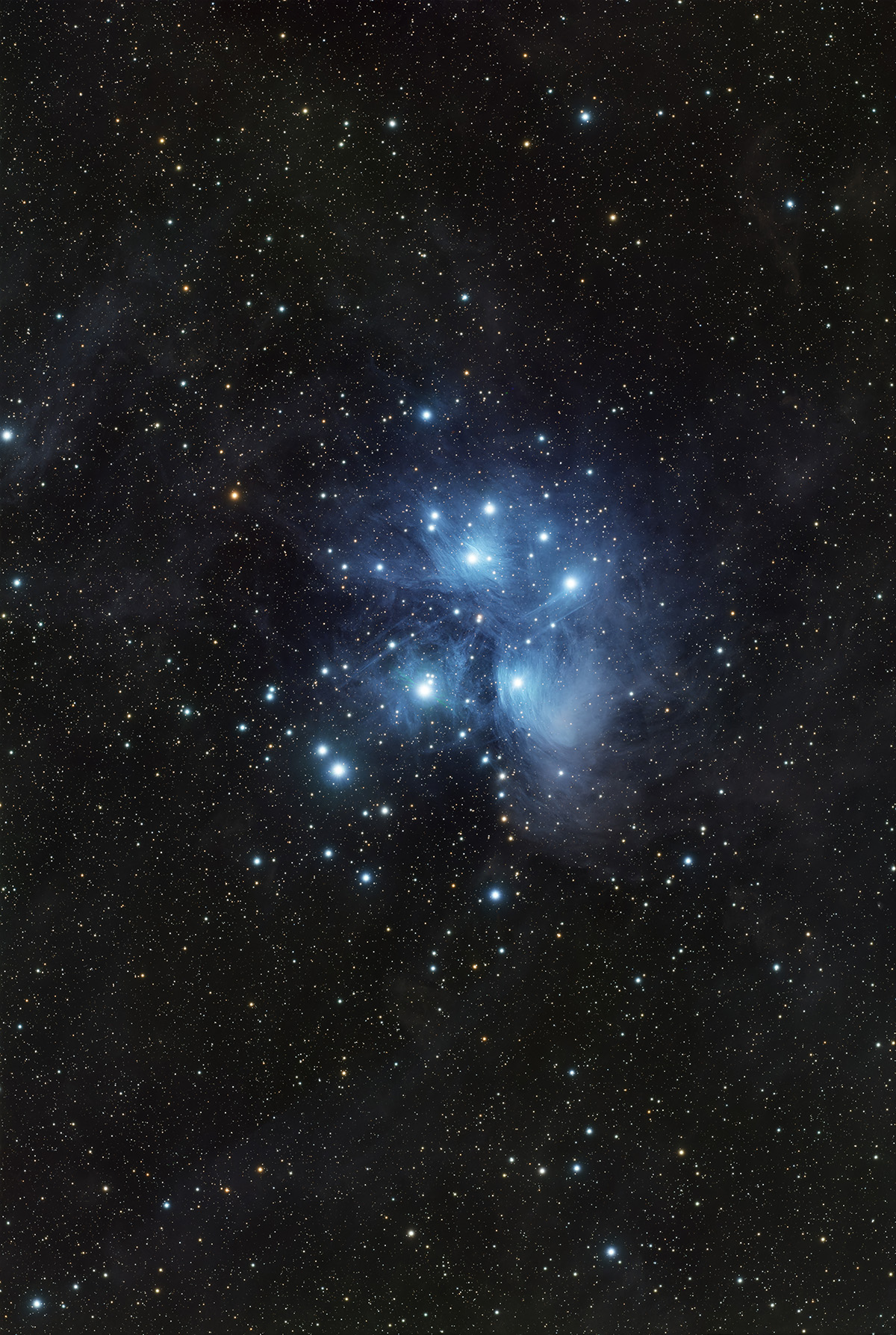 The Pleiades, Carl Parnell, Dawlish, Devon, UK, 19, 20 & 25 November 2025. Equipment: ZWO ASI294MM Pro camera, ASI120MM Mini camera, Williams Redcat 51 refractor, ZWO AM5 Mount. Exposure: Luminance: 55x120s Red: 30x180s Green: 30x180s Blue: 30x240s (Total 6h 50m integration time). Software: ASI Air, Pixinsight