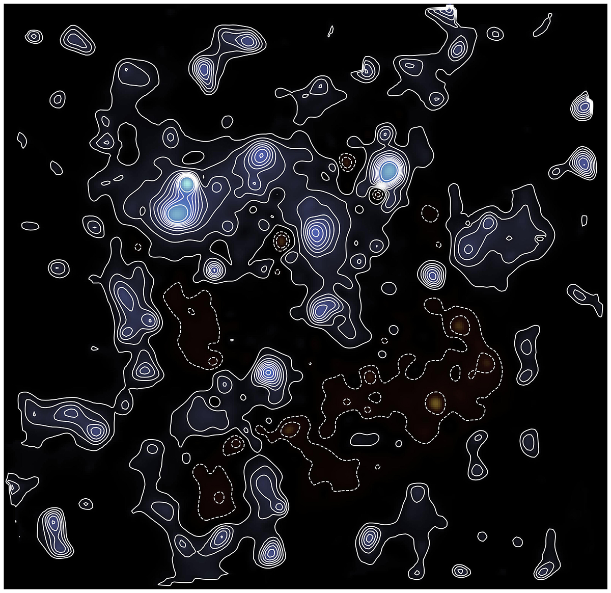 The team produced the most detailed map of dark matter yet, using JWST data to measure where the light of distant galaxies is bent by an unseen substance. Blue shows where the dark matter is concentrated. Credit: Dr Gavin Leroy, Professor Richard Massey, Cosmos-Web Collaboration