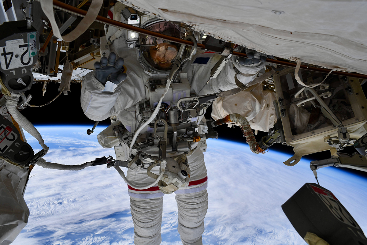 ESA astronaut Sophie Adenot during a spacewalk on the International Space Station, September 1, 2026. Credit: NASA