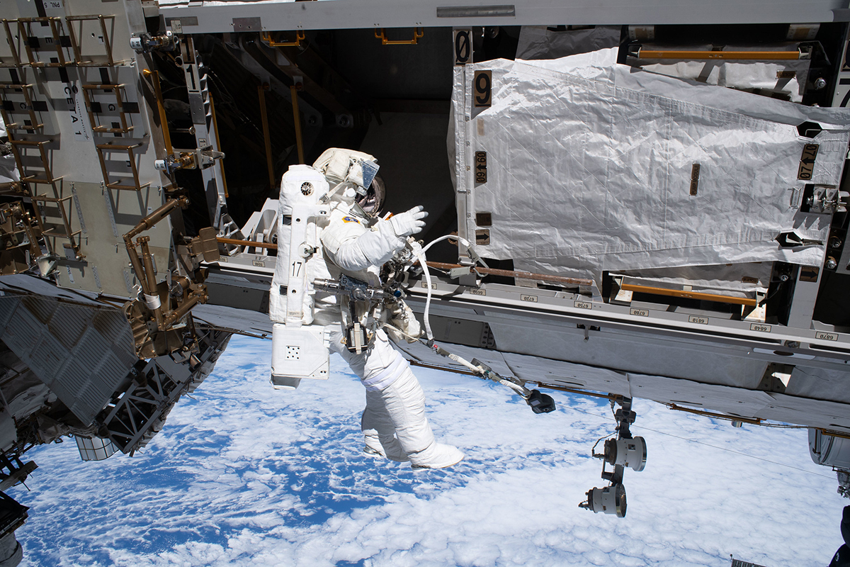 ESA astronaut Sophie Adenot tethered to the the International Space Station, September 1, 2026. Credit: NASA