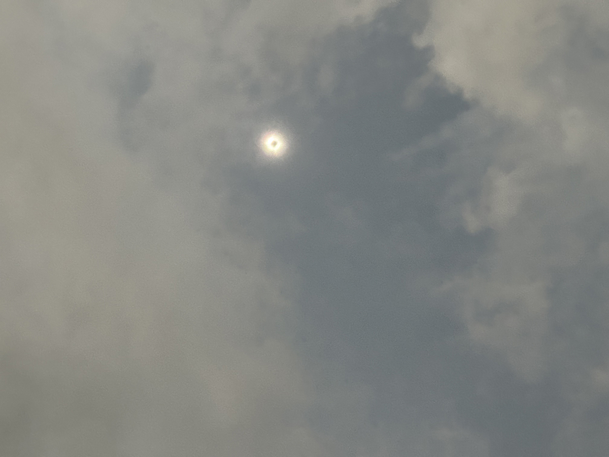 Totality captured with a camera phone, Kerrville, Texas, April 8 2024. Credit: Yvette Cook