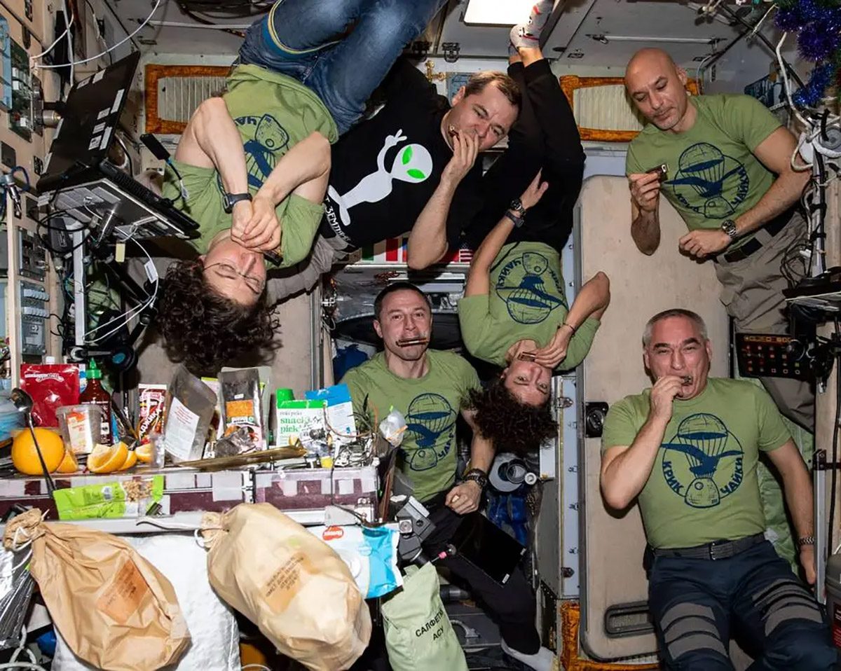 Cramped, crowded conditions onboard the International Space Station mean privacy is not easy to come by! Credit: NASA