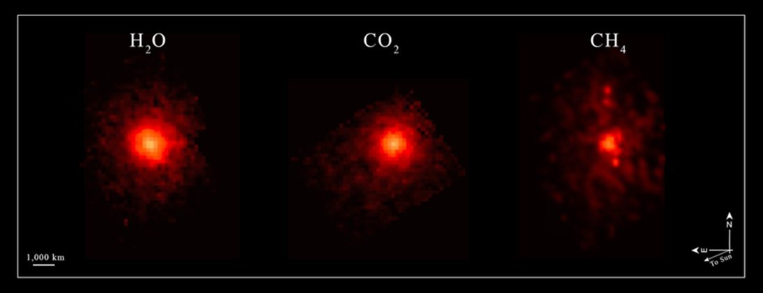 Images showing observations of comet 3I/ATLAS with the James Webb Space Telescope's MIRI instrument. Credit: NASA, ESA, CSA, STScI, M. Belyakov (Caltech), I. Wong (STScI), Image Processing: A. Pagan (STScI)