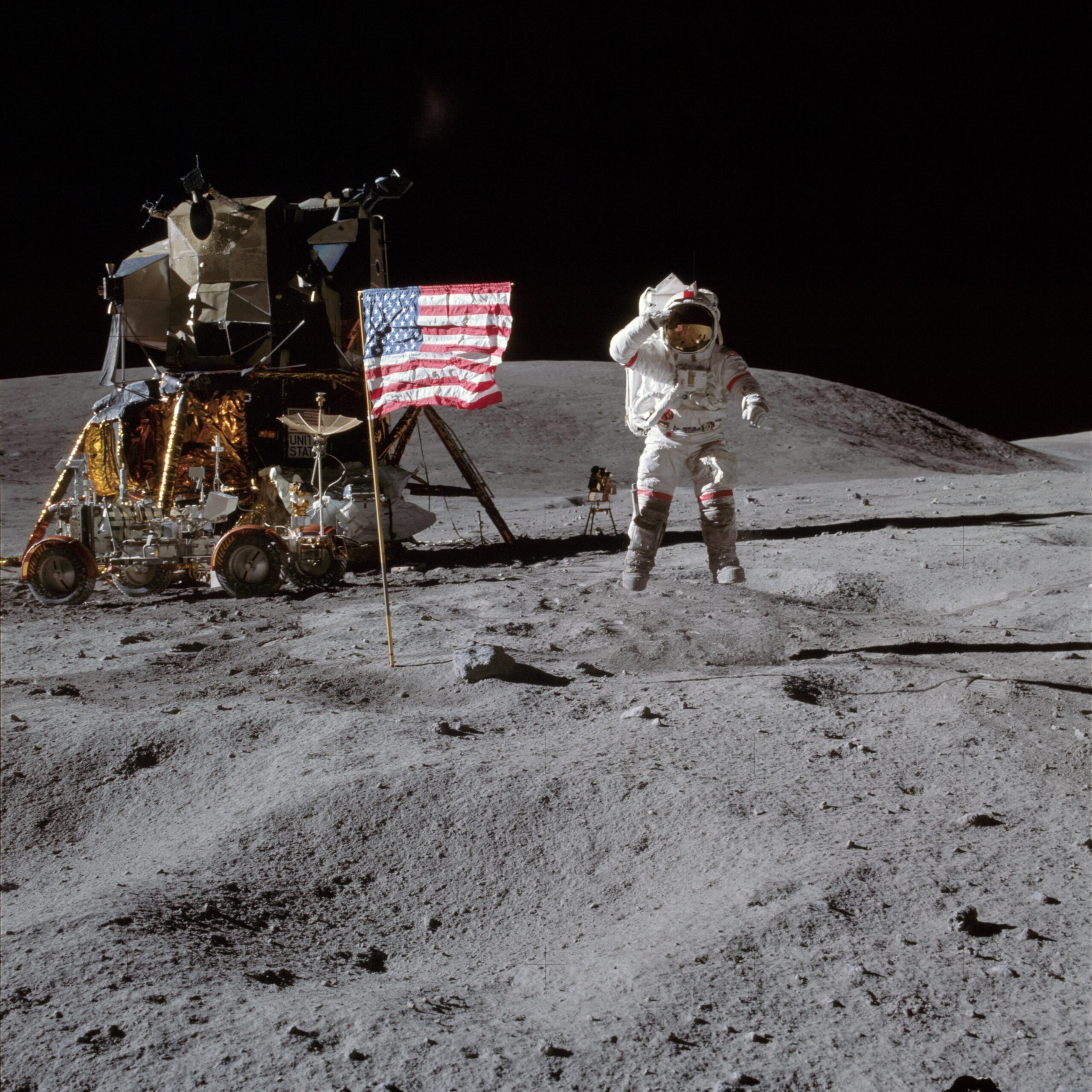 Apollo astronaut John Young jumping on the Moon during Apollo 16. Credit: NASA