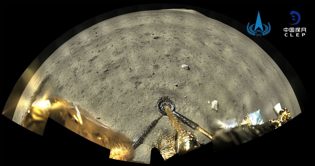 Photo showing the surface off the Moon captured by China's Chang'e 5 lander, 1 December 2020. Photo by China National Space Administrat/AFP via Getty Images