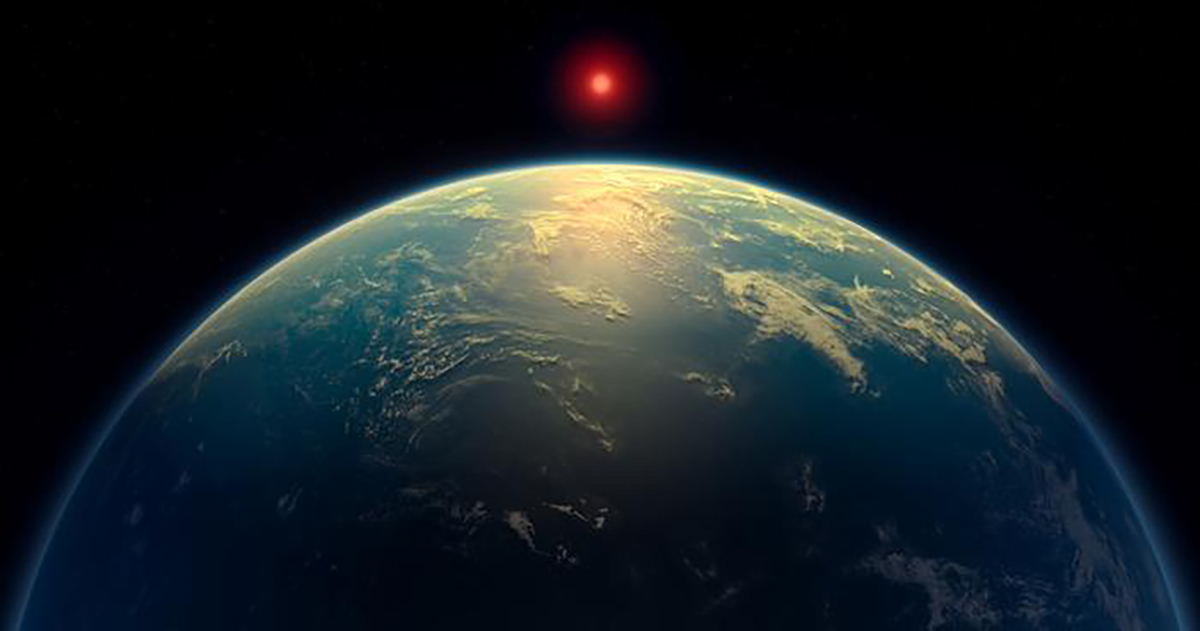 Artist's impression of exoplanet K2-18b. Credit: A. Smith, N. Madhusudhan (University of Cambridge)