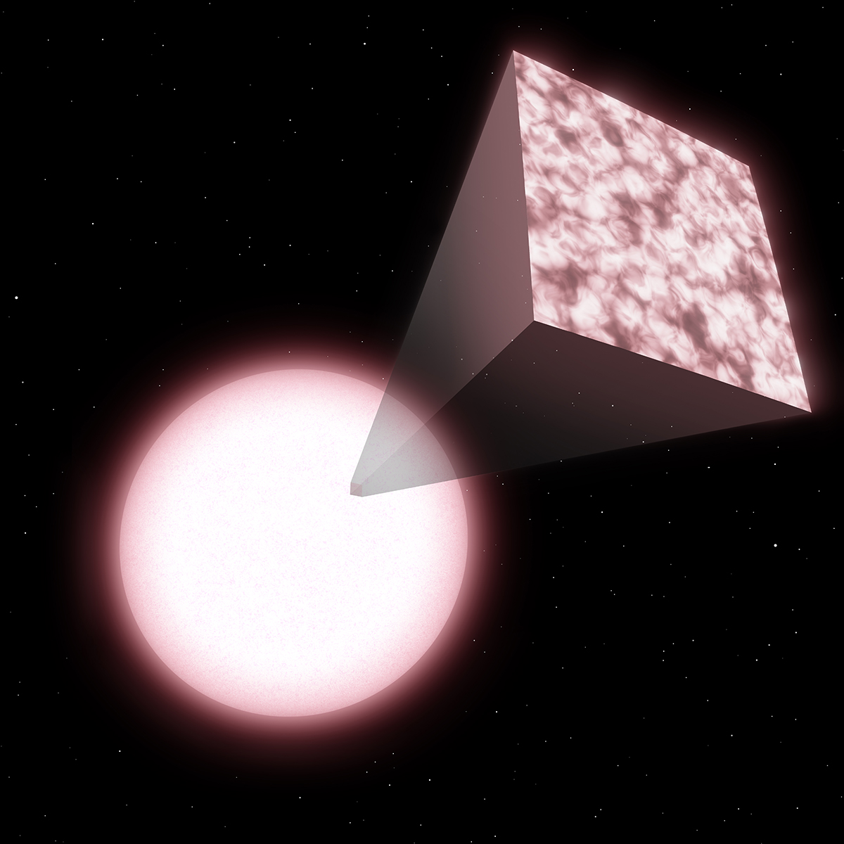 Cool white dwarf WDJ0902+2010 has a deep convection zone that lifts interior carbon to the surface forming carbon molecules that make it appear pink to the human eye. Credit: Mark A. Garlick/University of Warwick