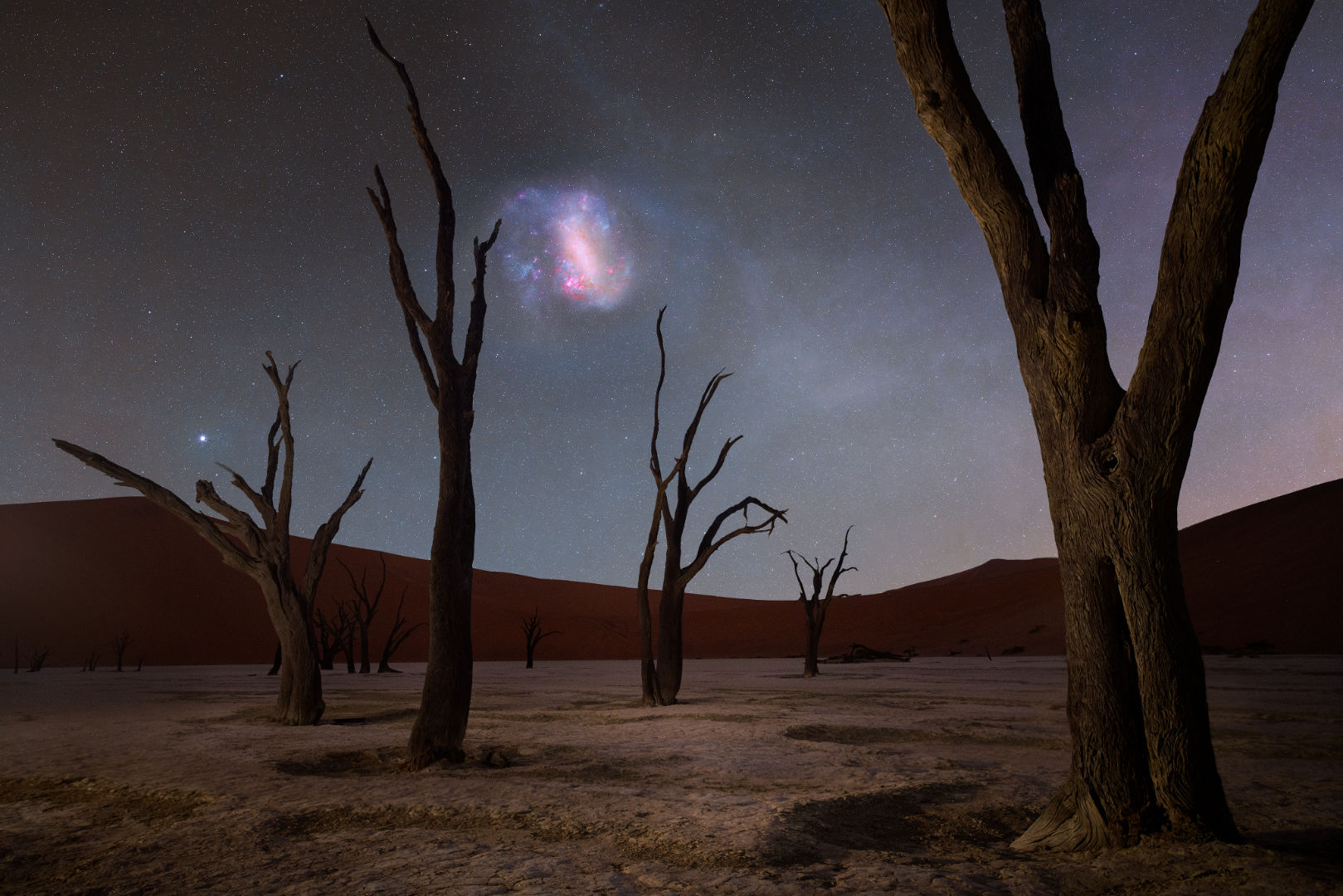 Large Magellanic Cloud Vikas Chander, Deadvlei, Namibia, 21 September 2025 Equipment: Sony A7R V camera, Sony 12-25mm lens, Rainbow Astro RST-135E mount