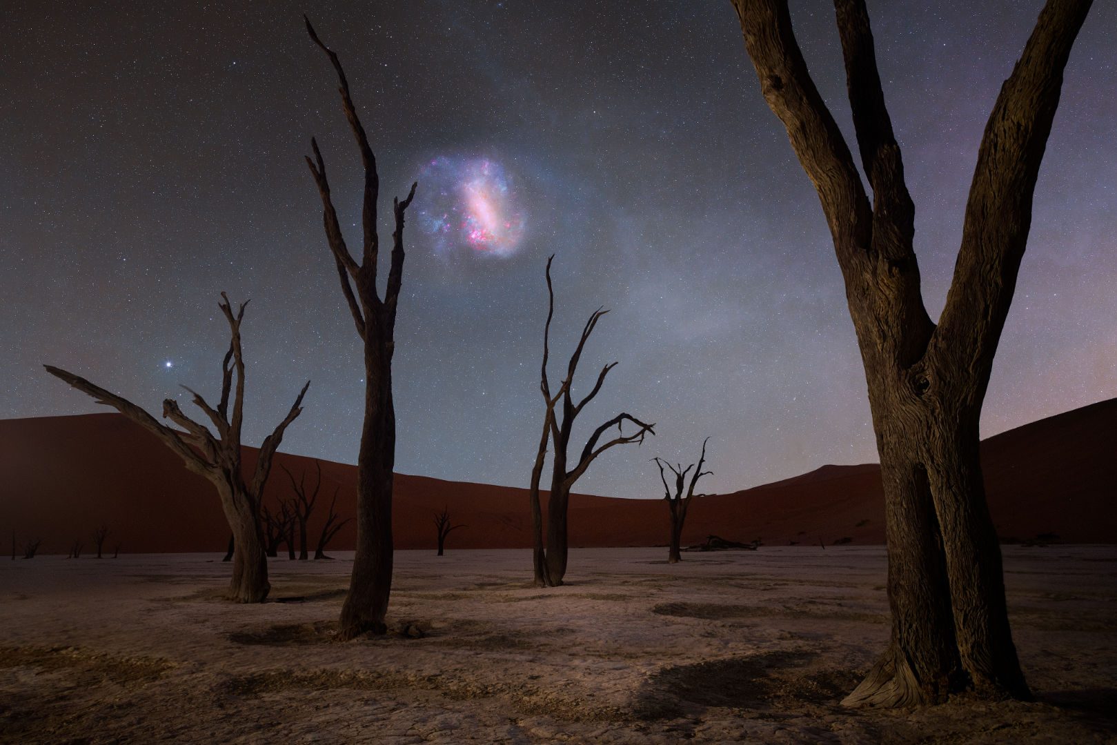 Large Magellanic Cloud Vikas Chander, Deadvlei, Namibia, 21 September 2025 Equipment: Sony A7R V camera, Sony 12-25mm lens, Rainbow Astro RST-135E mount