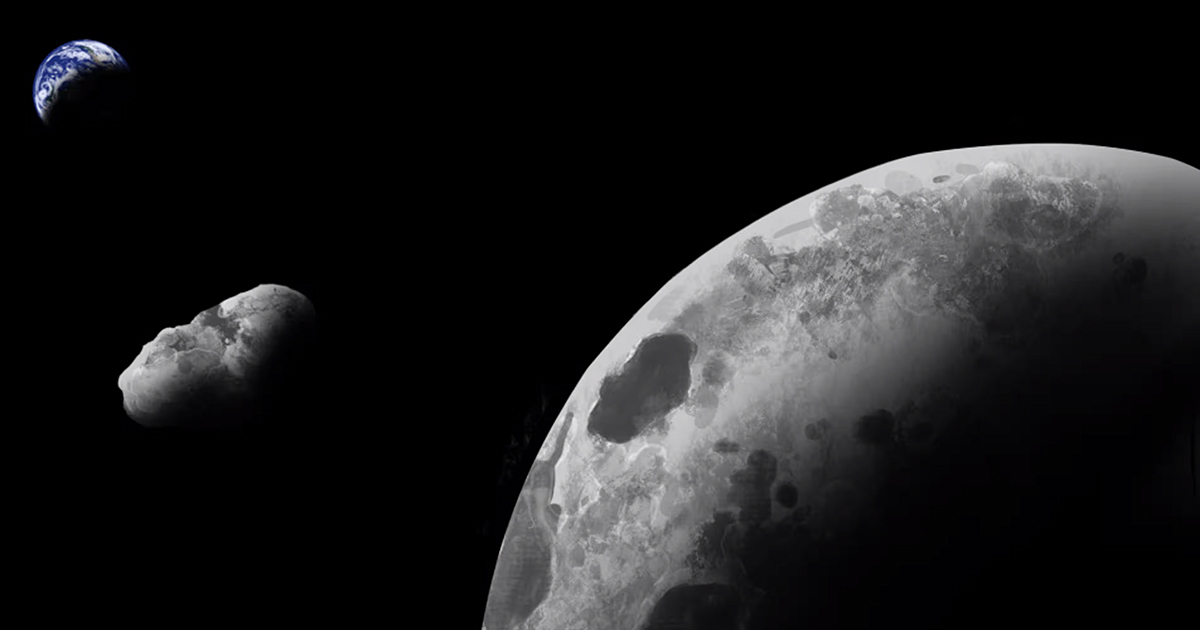 Artist's impression of Kamo`oalewa, an asteroid that may have been formed from an impact on the Moon. Photograph: Addy Graham/University of Arizona
