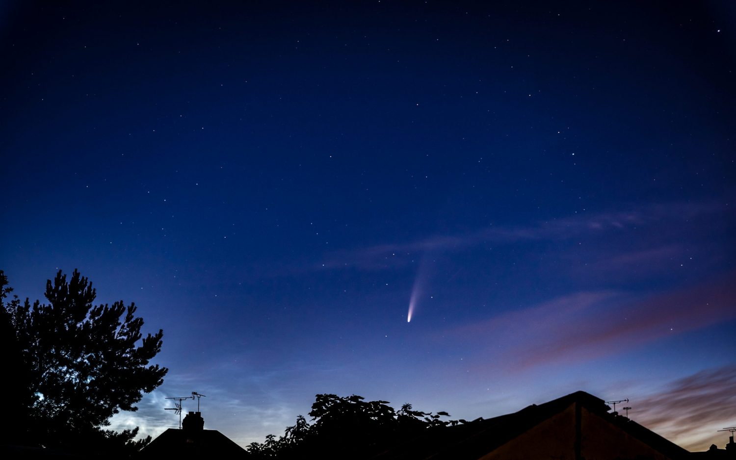 Kieron Vernon, Coventry, UK, 11 July 2020. Equipment: Sony a7III camera, Sigma 24-70mm lens, ISO 800, 20x6”. Comet NEOWISE, photographed by Kieron Vernon, Coventry, UK, 11 July 2020. Equipment: Sony a7III camera, Sigma 24-70mm lens, ISO 800, 20x6”.