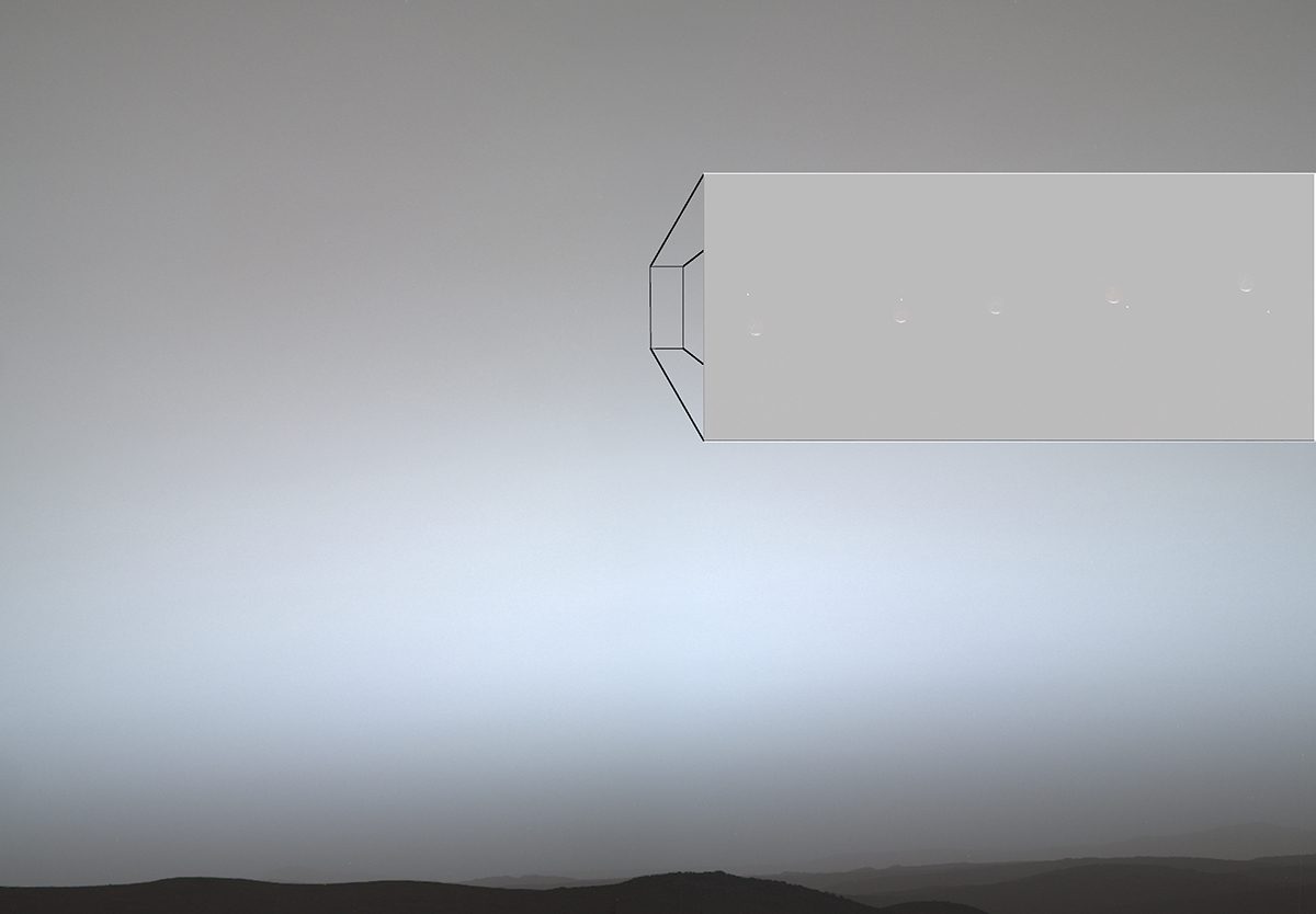 Annotated composite of nine images captured by NASA's Perseverance rover on 2 July 2026 shows Earth passing behind Martian moon Phobos. Credit: NASA/JPL-Caltech/ASU/MSSS/SSI