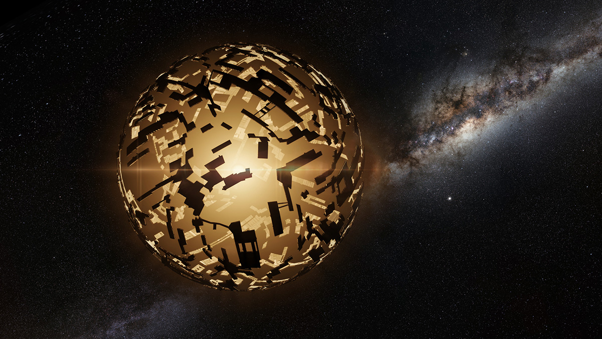 Artist's impression of a Dyson Sphere around a distant star. Credit: dottedhippo / Getty Images