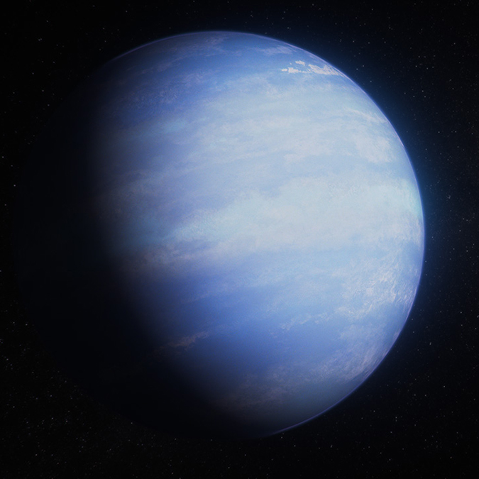 Artist's impression of warm Neptune exoplanet WASP-107 b. Credit: NASA, ESA, CSA, Ralf Crawford (STScI)