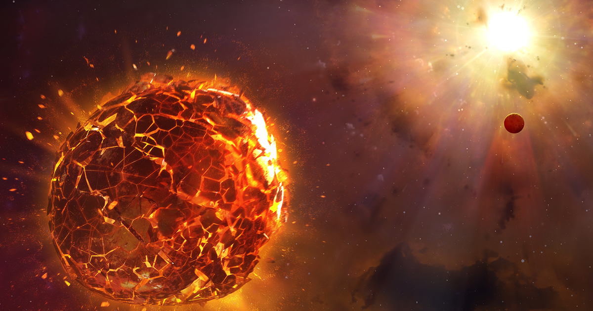 Artist's impression of a supernova destroying a planet. Credit: Mark Garlick / Science Photo Library