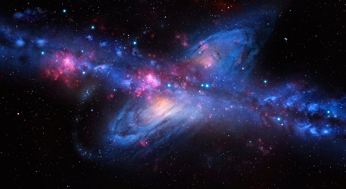 Artist's impression of the Andromeda Milky Way collision. Credit: Mark Garlick / Science Photo Library / Getty Images